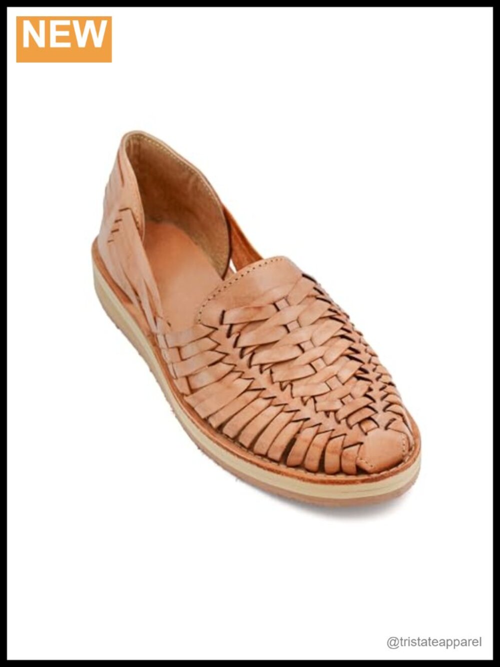 Handmade Mexican Leather Flats Woven Huarache Pull-On Shoes for Women